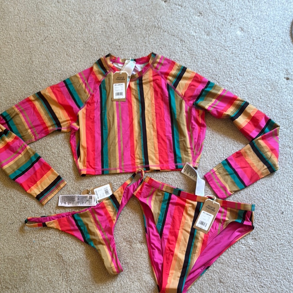 Billabong Multicolor Striped Bikini Set